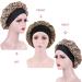 AliLeader 2Pcs Silk Hair Bonnet for Sleeping - Black+Leopard | Soft Satin Sleep Cap for Curly Hair - Buy Online on GoSupps.com