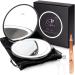 LED Compact Mirror with Light   Travel Magnifying Mirror with Light  Distortion-Free 5X Magnification and 3 Light Settings  Rechargeable Purse Mirror with Velvet Carry Bag and Free Slanted Tweezers