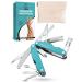 DRFRIEDELS Compact Manicure & Pedicure Set - 9-in-1 Foldable Nail Kit - Ideal for Travel Hiking & EDC Multitool (Peacock Blue)