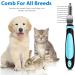 Flexzion Dogs Dematting Comb Stainless Steel Blades Rakes for Pets Cats Animals Matted Knotted Hair Brush Cutting Removing Grooming Tool with Smooth Teeth Needle - Black & Blue Handle - Buy Online on GoSupps.com