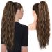 Brikabia ponytail extension 66cm long braid ponytail hair extension beach wavy natural clip in ponytail hair part art hair for women chocolate brown with blonde reflexes