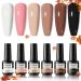 ROSALIND 6PCS White Nude Gel Polish Set Fall Nude Brown Gel Nail Polish White Black Colors, Neutral Nail Gel Polish Fall Colors White Black Nail Art Design Starter Gel Manicure Nail Decoration Nude Brown 0.25 Fl Oz (Pack of 6)