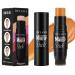 2 in 1 Contour Stick Makeup Brush  Afflano Waterproof Contouring Blush Brighten Shading and defining Face Body Pencil  Longwear Orange Concealer Stick For Dark Circles Yellow / Dark Skin(02 CARAMEL) 2 CARAMEL