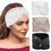 CAKURE Crystal Wide Headbands Rhinestone Head Bands Bling Turban African Head Wraps Elastic Twist Head Scarf Sport Hair Bands for Women and Girls Pack of 3 (Type A)