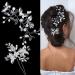 2 Pieces Bridal Hair Vines Leaf Pearl Wedding Headpieces Silver Elegant Hair Accessories for Bridesmaid and Girls