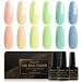 Shining She Gel Nail Polish Set 6 Colours Cyan Green Blue Coral Pastel Nail Polish Set Soak-Off UV/LED Manicure Gift for Women Nail Art Salon DIY Home 8ML
