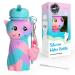 FunKitZ by AToZ UK Kids Water Bottle for Girls - BPA FREE Roll-up Soft Silicone Drop Resistant - Rainbow Water Bottle - Cat Shaped - Back to School Gifts for Girls - 500ml
