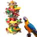 Mqupin parrot toy Waves and accessories cage player for bird cage Accessories with natural nut nymphic toy toy hanging cage colorful wooden blocks for budgies M-45cm