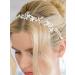 Mariell Crystal Bridal Wedding Halo Headband Silver Flowers Ivory Pearls Ivory Satin Ribbon - Buy Online on GoSupps.com