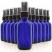 2oz Glass Spray Bottles for Essential Oils, Small Empty Spray Bottle, Fine Mist Spray - Set of 12 Blue Bottles with Black Mister Tops 12 Pack Black Top/Blue Bottle