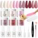 ROSALIND 13PCS Dip Nails Powder Starter Kit 6 Colors Dip Powder Nail Kit White Pink Glitter Series Nail Dip Powder Colors Set with Base & Top Coat Brush Restorer and Activator Kit A-White Pink Series