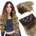 Ugeat balayage clip in extensions real hair 45cm 120g real hair 7 pieces ombre dark brown to light brown with middle blonde full of head extensions real hair clip remy smooth human hair 45cm clip #4/6/613