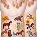 288 Pieces Horses Temporary Tattoos Cowboy Cowgirl Face Tattoos Farm Animal Spirit Horse Stickers Horse Birthday Decorations for Boys and Girls Party Supplies Horse Pattern