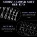 Gelike ec Short Almond Nail Tips 240PCS Clear Nail Extensions Kit | Break Resistant Full Cover Pre-Buff PMMA Soft Gel Resin Fake Nails 12 Sizes - Short Almond - Buy Online on GoSupps.com