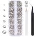 3792 Pieces Flatback Rhinestones for Crafts,Nail Gems Gemstones Crystals Jewels,Craft Glass Diamonds Stones Bling Rhinestone with Tweezers and Picking Pen(SS6SS20 Silver) AA 12Grids Silver(3792Pcs)