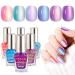 SAVILAND Ombre nail polish set of 6 pieces Magical pink blue gold purple ombre summer nail polish colors air drying plantbased nail polish with castor oil natural nail polish set