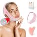 2 in 1 Double Chin Set V Line Mask-Chin Strap for Chin for Women and Gua Sha Facial Tool Double Chin Mask Updated Beauty Face Sculpting Sleep Mask Guasha Facial and Body Massager Pink