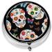 Buy Sugar Skulls Round Pill Box 3 Compartment Portable Travel Case for Vitamins & Medication | Mini Decorative Organizer - Buy Online on GoSupps.com