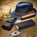 Humidor Holder Cigar Bags Metal Surface Superior Leather with Cutter Two-end 3 Tube Cigar - Buy Online on GoSupps.com