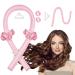 No Heat Curling Headband, No Heat Curlers for Long Hair, Curling Rod Headband to Sleep In with 2 Hair Ties and 1 Hair Clip, Soft Silk Hair Styling Tools Kit (Pink)