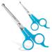 BOSHEL Dog Grooming Scissors Set - 2 Pet Grooming Scissors  Safe Rounded Tips  1 Small Micro Serrated Dog Trimming Scissor For Face, Ear, Nose & Paw + 1 Larger Dog Scissor - Dog Grooming Shears Set 2 Pack