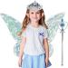 Kids Butterfly Wings Set Led Lights Up Butterfly Wings Battery Powered Wings Halloween Dress Up Props (with Light + Crown Two-Piece Set + Ears) Blue - Buy Online on GoSupps.com