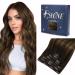 FSHINE CLIP in Extensions real hair balayage 35cg dark brown to chestnut brown double WEFT REAL HAIR Extension clips full of head hair extension real hair clip 7 pieces #2/8/2 1.7 clip #2/6/2 35cm