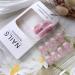 Pink Press on Nails - Medium Square Fake Nails with Flower Designs | Glossy Nude Pink Cherry Blossom - Reusable Acrylic Full Cover - 24PCS - Buy Online on GoSupps.com