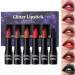 G n rique Glitter Lipstick Glitter Lip Gloss | Water and Smudge Resistant - 6 Glitter Lipsticks for Women - Ideal for Day Parties Travel Dates