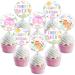 Fangleland Dinosaur 3rd Birthday Cupcake Toppers Decorations Pastel Three Rex Dino Theme Birthday Cake Decorations for 3 Year Old Girl 24Pcs Cupcake Toppers Sticks Bday Party Supplies