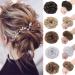 Messy Hair Scrunchies Thick Hair Bun Extensions 45g Updo Ponytail Hairpiece Donut Hair Piece Chignons Hair Accessories - Coffee Brown mix Bleach Blonde 45 g Honey Blond-Bleach Blond