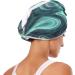 Teal Marble Graffiti Hair Towel 2 Pack | Super Absorbent Quick Dry Turban | Stylish Hair Drying Towels for Women & Girls - Buy Online on GoSupps.com
