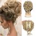 Claw Messy Bun Hairpieces Clip Wavy Curly Hair Chignon Clip in Hairpieces Tousled Updo Doughnut Hair Bun Synthetic Hair Ponytail for Women Girls Light Blonde
