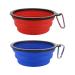 Moacc 2 pieces foldable silicone dog bowl foldable travel bowl bowl for dogs and cats spout -safe dog bowl with mountain stalig's buckle for water and feed (1000ml blue and red) blue+red