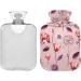 NAANLE 2L Hot Water Bottle with Cover - Watercolor Flowers Pink - Back Pain Relief Hand & Foot Warmer Neck Therapy - Buy Online on GoSupps.com