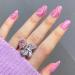 Valentine's Day Almond Oval Hot Pink Sparkle False Nails Kit | ROSA E ROSE Glossy Holographic Press-on Nails - Spring Collection - Buy Online on GoSupps.com