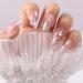 Slymeay Coffin False Nails Long Fake Nails Ice Princess Cat Eye Design Ballerina Acrylic Stick on Nails for women(Ice-S) - Buy Online on GoSupps.com