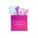 Menstrual Kit All-in-One | Convenience on The Go | Single Period Kit Pack for Travelling Tweens & Teenagers or Emergency situations | Individually Wrapped Feminine Hygiene Products (Pink)