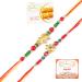 Ghasitaram Gifts Rakhi for Brother Rakhis Online - Set of 2-6043 and 6059 Rakhi Threads with 200 GMS of Besan Barfi and 200 GMS of Kaju Katli
