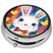 Easter Color Bunny Portable Metal Pill Box | Round Mini 3-Compartment Travel Case for Small Pills - Buy Online on GoSupps.com