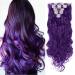 Silk-co Hairpiece Extensions Clip in Hair Extension Long Curly Wavy 8 Pcs Full Head 18 Clips Synthetic Heat Resistant 24 inch Dark Purple 24 Inch Curly #Dark Purple