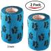 Vet Wrap Tape 2 Inch 2 Pack Blue with Black Paws - Self Adherent Cohesive Flex Bandage for Pets - Buy Online on GoSupps.com