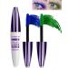 5D Blue Green Mascara Voluminous Waterproof-Silk Fiber Tubing Mascara for Eyelashes Volume and Length Curling Eye Lash Longlasting Colored Liquid Lash Extensions Mascara Halloween Makeup Gift for Women 04#Blue+06#Green
