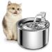 Homtyler Cat Water Fountain, Stainless Steel Pet Water Fountain for Cats Inside Ultra-Quiet Pump, 2L/67oz Automatic Dog Dispenser Water Bowl, Multiple Pets Water Fountain Sliver