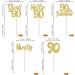 Rsstarxi 30 Pack 90th Birthday Cupcake Toppers Glitter Ninety Cheers to 90 Birthday Hello 90 Fabulous Cupcake Picks Decorations for Happy 90th Birthday Wedding Anniversary Party Cake Decors Gold Gold 90th - Buy Online on GoSupps.com