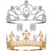 2 Pieces Crystal Tiara Crowns Gold Silver Crown for Men and Women Royal King Crown Princess Crown with Combs Bridal Crown Hair Accessories for Birthday Wedding Party