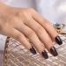 GLAMERMAID Jelly Press on Nails - Black Glitter Medium Short Square Shape Galaxy False Nail Kit | 24Pcs A2-Star Night Sky - Buy Online on GoSupps.com