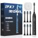 ENOEN Sonic Electric Toothbrush for Adults Kids 6 Brush Heads 2 Minutes Smart Timer 5 Modes IPX7 Waterproof One Charge 90 Days Power Rechargeable Electronic Portable Sonicare Toothbrushes (Black)