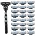 SIMDAO 24 Pcs Mach 3 Razor Blades Manual Razor Blades Refills with Knife Holder 3 Layered Razor Blade Compatible with Gillette Mach 3 Men Shaver Blade for Men Father Boyfriend Home Office Use
