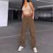 High Waist Baggy Cargo Pants | Teen Girls Women Fashion Lounge Trousers | Y2K E-Girl Streetwear Brown Medium - Buy Online on GoSupps.com